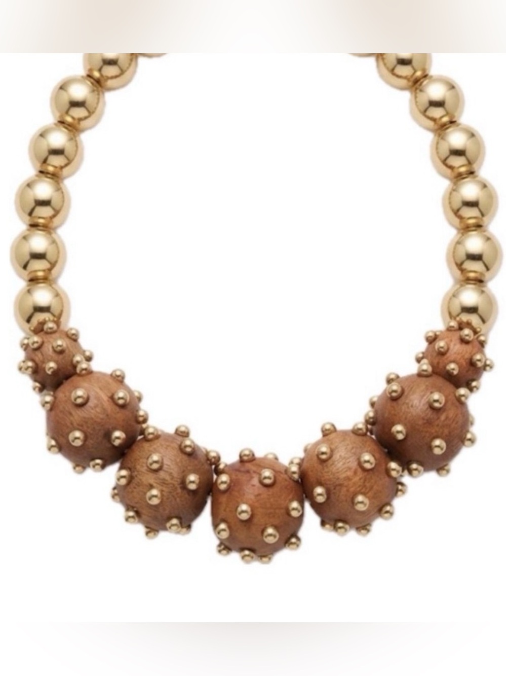 New Piper.K Stylish Gold and Brown Beaded Statement Necklace